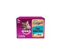 Whiskas 1+ Cat Pouches Pure Delight Fish Selection In Jelly 12x85g Pack (Pack of 4)