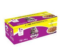 Whiskas 1+ Cat Wet Food in Pouch Mega Pack for Adult Cats, Poultry Selection in Jelly, 40x 100g