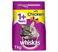 Whiskas 1+, Dry Cat Food for Adult Cats, Kibble with Tasty Chicken, 1 x 7 kg