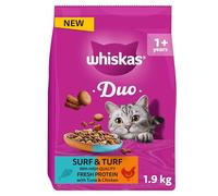 WHISKAS 1+ DUO Surf & Turf Dry Cat Food 1.9kg
