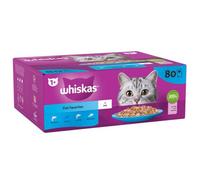 whiskas 1+ Fish Favourites Adult Wet Cat Food Pouches in Jelly 80 × 85g Pouches (1+ Fish Favourites)