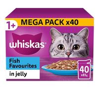 Whiskas 1+ Fish Selection in Jelly 40 x 85 g Pouches, Adult Cat Food