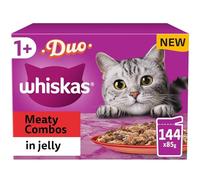 Whiskas 1+ Meaty Combos in Jelly, 144 x 85g Pouches, Adult Wet Cat Food