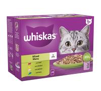 Whiskas 1+ Mixed Menu Adult Wet Cat Food Pouches in Jelly 12 x 85g (Pack of 4)