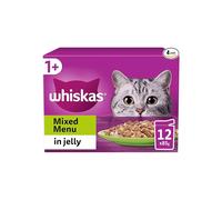WHISKAS 1+ Mixed Selection in Jelly 48 x 85 g Pouches, Adult Cat Food, Pack of 4 (12 x 85 g)