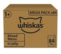 whiskas 1 plus Adult Mixed Selection in Jelly 84 Pouches,Adult Wet Cat Food, Meg