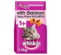 Whiskas 1+ Salmon Pack of 1.9kg Bags, Adult Cat Dry Food
