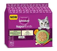 WHISKAS 1+ SUPERFOODS MIXED Selection Wet Cat Food Pouches in Jelly 3 x 15 x 50g
