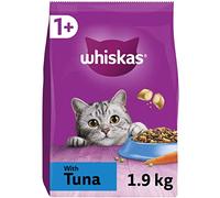 Whiskas 1+ Tuna Pack of 4 x 1.9 kg Bags, Adult Cat Dry Food