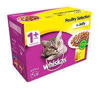 Whiskas 1+ - Wet Cat Food for Adult Cats - Poultry Selection in Jelly - 12 x 100 g