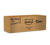 whiskas 1 plus Adult Tasty Duo in Jelly 84 Pouches, Adult Wet Cat Food, Surf and Turf, Megapack (84 x 85 g)