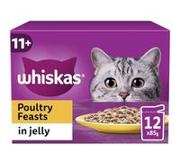 WHISKAS 11+ Cat Pouches Poultry Feasts in Jelly, Pack of 4 (12 x 85 g)