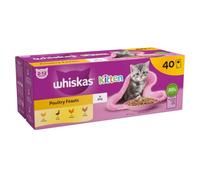 Whiskas Kitten Pouches in Jelly - 40 x 85g Poultry Feasts in Jelly