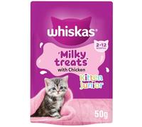 10 x 50g Whiskas 2-12 Months Kitten Junior Milky Treats With Chicken