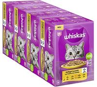Whiskas 7+ Cat Food Poultry Selection in Jelly, 12 x 85 g (4 Packs) Wet Food from 7 Years in 48 Portion Bags - For Preserving Vitality