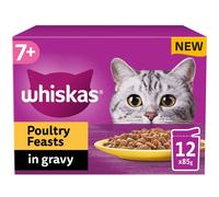 WHISKAS 7+ Cat Wet Pouches Poultry Feasts in Gravy 12x85g