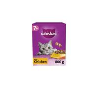 Whiskas 7+ Chicken Pack of 5 x 800 g Bags, Senior Cat Dry Food