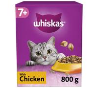 Whiskas 7+ Chicken Pack of 5 x 800 g Bags, Senior Cat Dry Food
