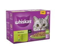 Whiskas 7+ Mixed Menu Senior Wet Cat Food Pouch In Gravy 12 X 85G (Pack Of 4)