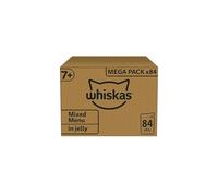 Whiskas 7+ Senior Mixed Selection in Jelly 84 Pouches, Senior Wet Cat Food, Megapack (84 x 85 g)