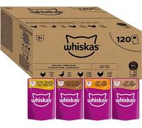 WHISKAS - 7+ Senior Wet Cat Food Pouches - 120 x 85 g - In Jelly - Bulk Cat Food Megapack - 120 Pouches