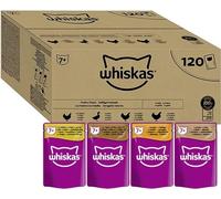 WHISKAS - 7+ Senior Wet Cat Food Pouches - 120 x 85 g - In Jelly - Bulk Cat Food Megapack - 120 Pouches