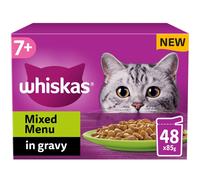 Whiskas 7+ Senior Wet Cat Food Pouches Mixed Menu in Gravy 48 x 85g