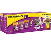 Whiskas 7+ - Wet Cat Food for Senior Cats - Poultry Selection in Jelly - 40 x 100 g