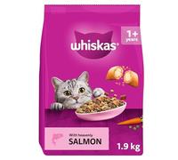 WHISKAS Adult Dry Cat Food 1.9kg with Salmon (Pack of 4)