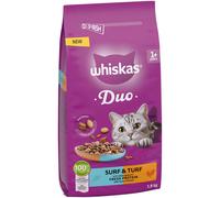 WHISKAS 1+ DUO Surf & Turf Dry Cat Food 1.9kg