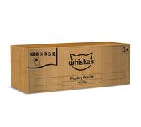 whiskas 1 plus Adult Poultry Selection in Jelly 120 Pouches, Adult Wet Cat Food, Megapack (120 x 85 g)