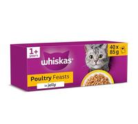 Whiskas 1+ Adult Wet Cat Food Pouches - Poultry in Jelly - 40 x 85 g