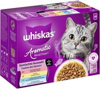 WHISKAS Aromatic Selection Pork Bags + 4 Varieties to Choose From: Pork, Chicken, Sea Fish, Salmon in Sauce 12 x 85g