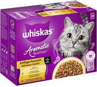 WHISKAS Aromatic Selection Poultry Portion Bags of Choice of 4 Varieties of Chicken, Duck, Turkey, Game in Sauce 12 x 85g