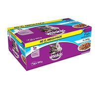 Whiskas Wet Cat Food for Adult Cats Aged 1+, Fish Selection in Jelly, (40 x 100 g)