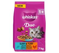WHISKAS DUO Adult Dry Cat Food 7kg Surf & Turf