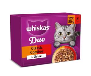 WHISKAS Duo Wet Food Pouches, Classic Combo in Jelly, 12 x 3 oz