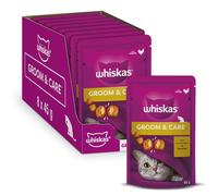 Whiskas Groom and Care - Cat Treats - Small Bite Size Snacks with Chicken Filling - 8 x 45 g
