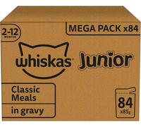whiskas Junior Classic Selection in Gravy 84 Pouches, Wet 85 g (Pack of 84)