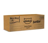 whiskas Junior Classic Selection in Gravy 84 Pouches, Wet Kitten and Cat Food, Selection of Beef, Lamb, Chicken and Poultry, Megapack (84 x 85 g)