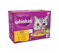 Whiskas 7+ Poultry Feasts Senior Wet Cat Food Pouches in Jelly 12 x 85g (Pack of 4)