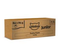 whiskas Junior Classic Selection in Gravy 84 Pouches, Wet Kitten and Cat Food, Selection of Beef, Lamb, Chicken and Poultry, Megapack (84 x 85 g)