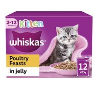 Whiskas Junior Poultry Selection in Jelly 48 x 85 g Pouches, Kitten Cat Food, Pack of 4 (12 x 85 g)
