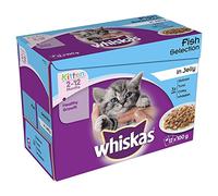 whiskas Junior Wet Cat Food for Kittens and Young Cats 2-12 Months, Fish Selection in Jelly, 48 Pouches (48 x 100 g)