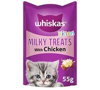 Whiskas Kitten Milky Treats - Tasty, milky treats for kittens from 2 - 12 months, small bite size snacks with a delicious milky filling, Pack of 8 (8 x 55 g)