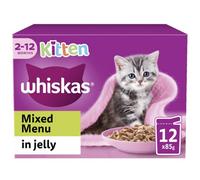 Whiskas Kitten Mixed Menu Wet Cat Food Pouch In Jelly 12 X 85G (Pack Of 4)