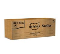 WHISKAS - 7+ Senior Wet Cat Food Pouches - 120 x 85 g - In Jelly - Bulk Cat Food Megapack - 120 Pouches