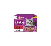 Whiskas Tasty Duo 1+ Meaty Combos in Jelly 48 x 85 g Pouches, Adult Cat Food, Pack of 4 (12 x 85 g)