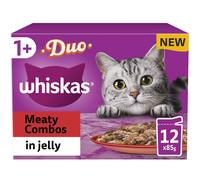 Whiskas Tasty Duo 1+ Meaty Combos in Jelly 48x85g Pouches, Adult Cat Food, Pack of 4 (12x85g)