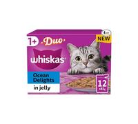 Whiskas Tasty Duo 1+ Ocean Delight in Jelly 48 x 85 g Pouches, Adult Cat Food, Pack of 4 (12 x 85 g)